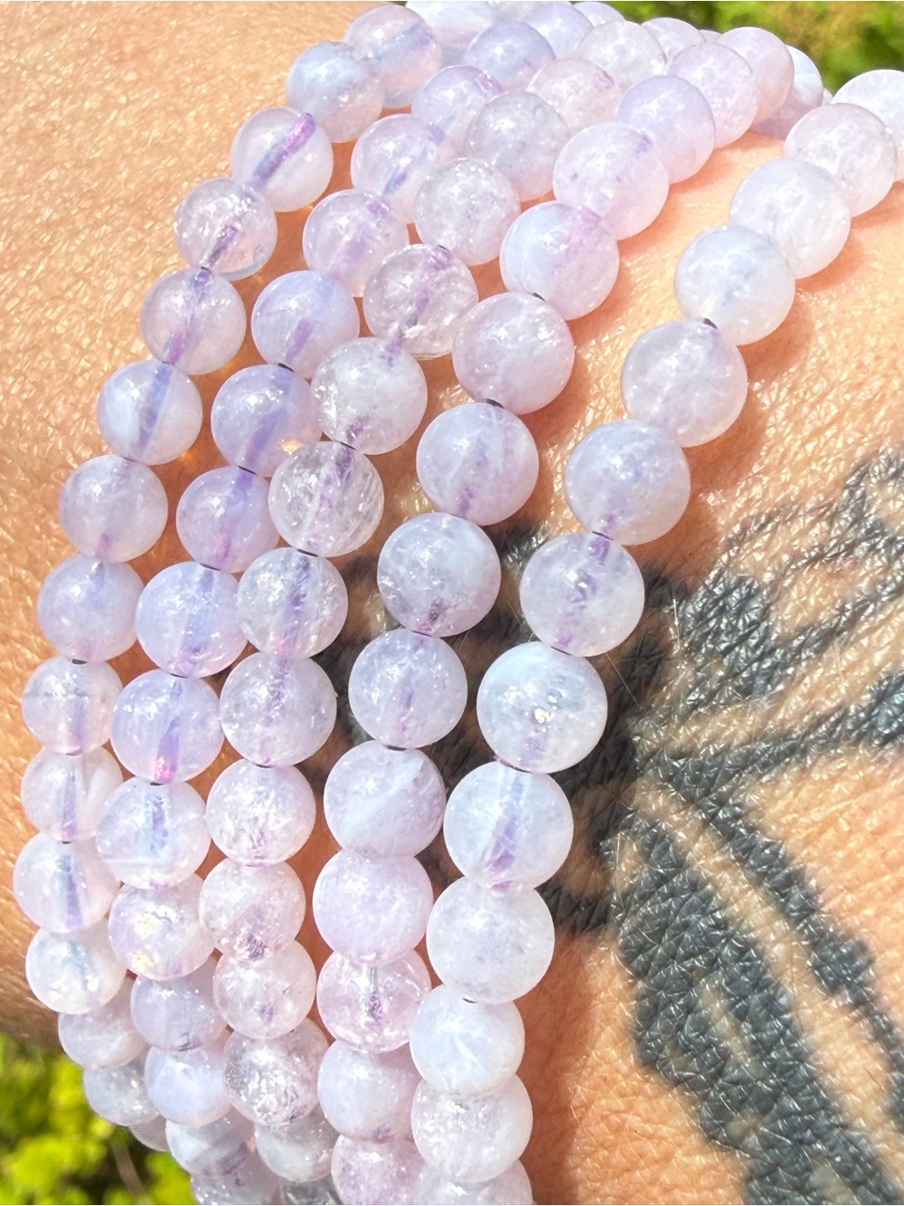 5mm Lavender Moon Quartz Beaded Bracelet